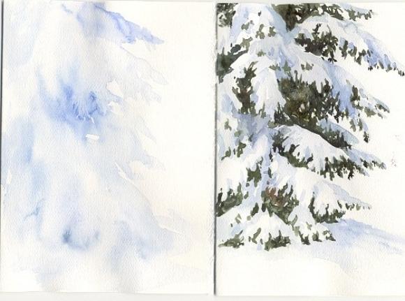 580x431 Susie Short's Watercolor Christmas Card Ideas For Painting Cards - Painting Christmas Cards