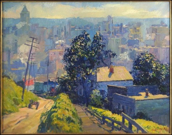 597x470 Monastery Hill, Cincinnati, 1923. Medium Oil On Canvas Size 27.5 - Painting Cincinnati