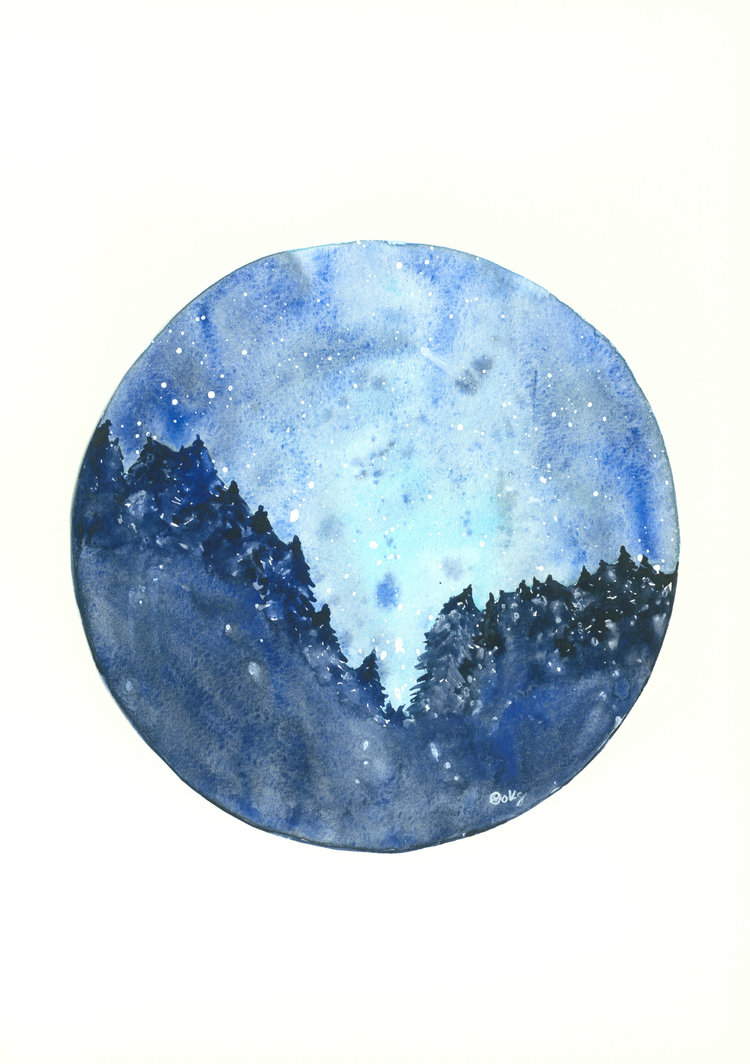 750x1064 Make A Wish, Night Sky Circle Painting By K Roks G - Painting Circle