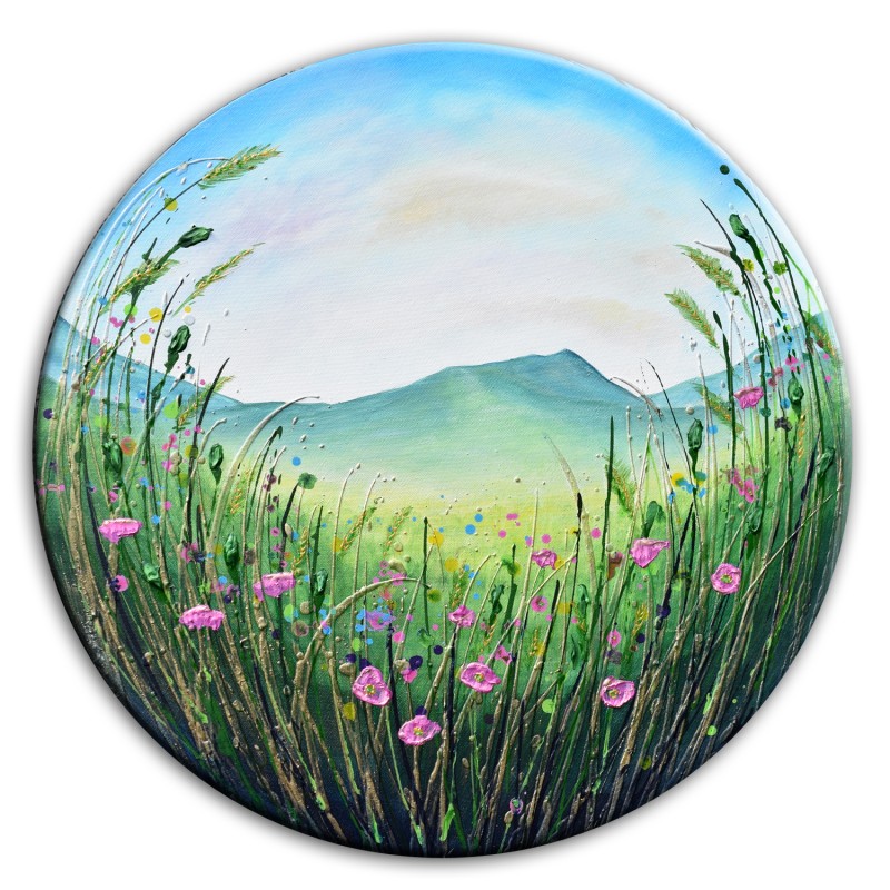 800x800 Welsh Mountain Original Painting On A Circle Canvas - Painting Circle