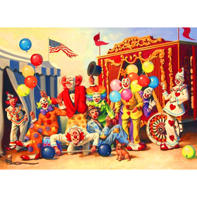 640x640 Li Loye Round Diamond 5d Diy Diamond Painting Circus Clown - Painting Circus