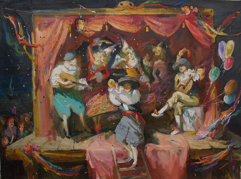 800x595 Circus Musicians Painting By Moiseenko Angela - Painting Circus