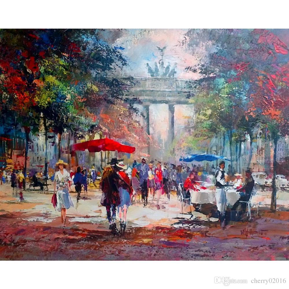 1000x1000 2018 Hand Painted Oil Painting Modern Art A Place In Munchen - Painting City Place