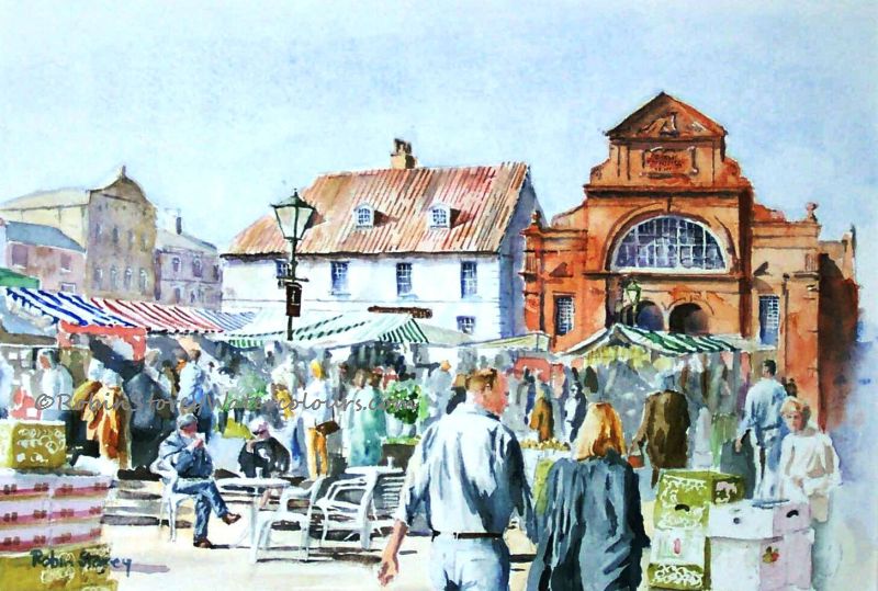 800x539 Robin Storey Watercolour Paintings Saturday Market Place - Painting City Place