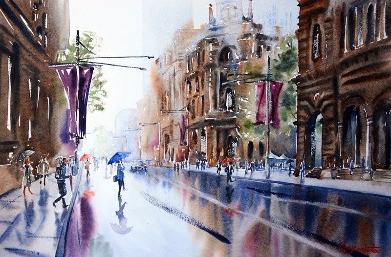 800x526 Street Scenes Chrysovalantou Mavroudis Watercolour Artist - Painting City Place