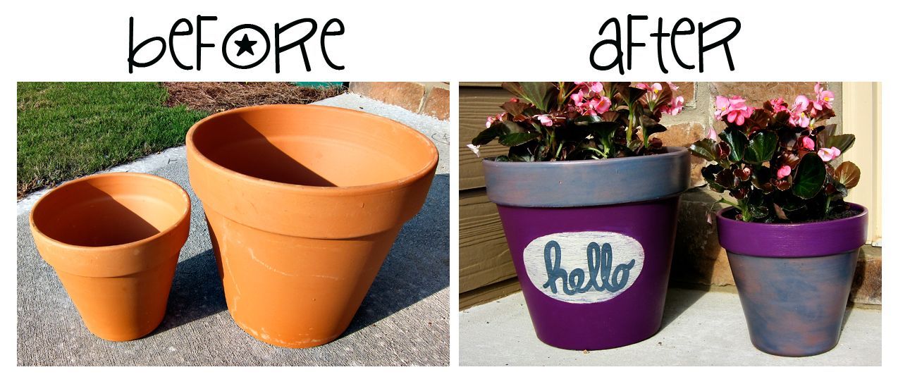 1274x545 Hello Pot Flower, Gardens And Yards - Painting Clay Pots