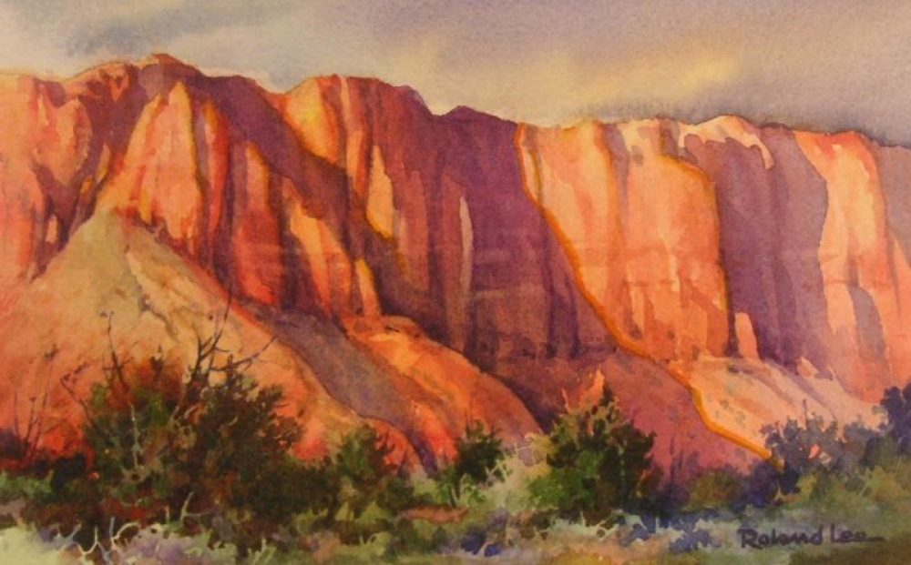 1000x621 Kayenta Cliffs Painting Of Red Cliffs Roland Lee - Painting Cliffs