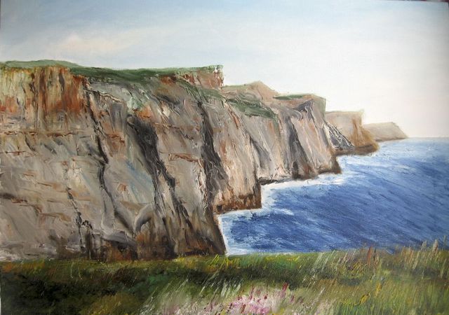 640x450 P Donpero Artwork Cliffs Of Moher Original Painting Oil - Painting Cliffs