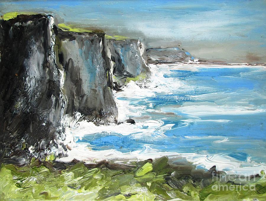 900x681 Paintings Of Cliffs Of Moher County Clare Ireland Painting By Mary - Painting Cliffs