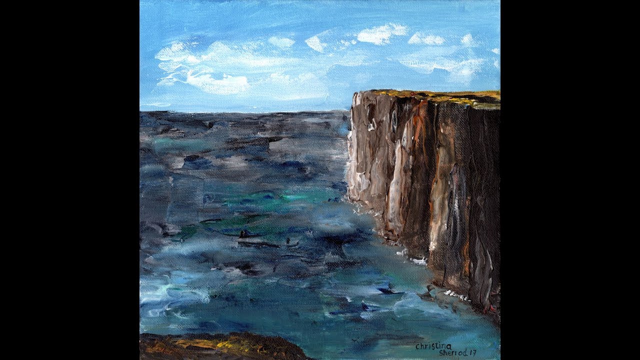 1280x720 Seaside Cliffs Palette Knife Acrylic Painting Tutorial - Painting Cliffs