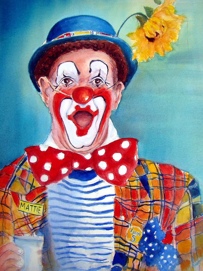 675x900 Mattie The Clown Painting By Myra Evans - Painting Clown