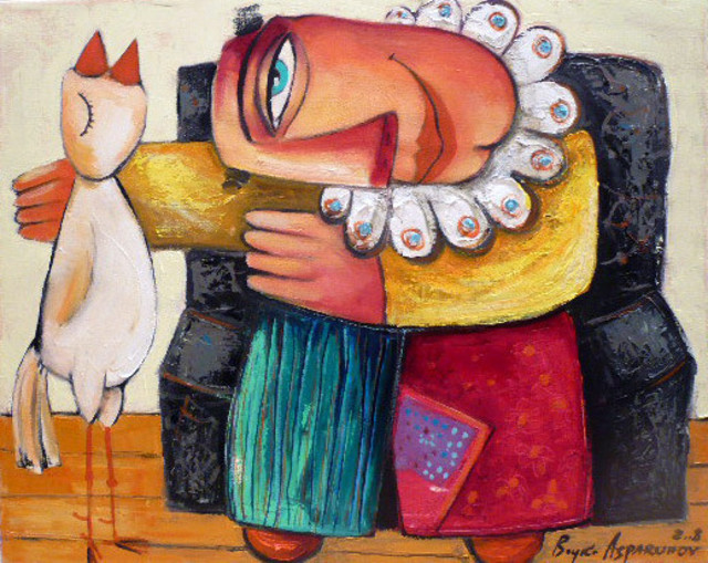 640x509 Boyko Asparuhov Artwork Clown Original Painting Oil Clowns Art - Painting Clown