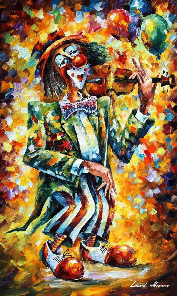 617x1032 Clown 1 Palette Knife Oil Painting On Canvas By Leonid Afremov - Painting Clown