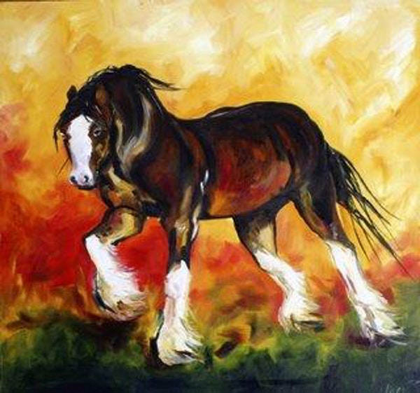 600x561 Clydesdale One 24 X 24 Inches A Painting A Day By Artist Laurie - Painting Clydesdale