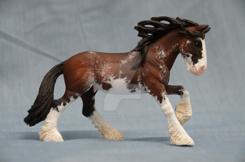 1024x678 Custom Schleich Clydesdale, Bay Sabino By Izzadorable - Painting Clydesdale