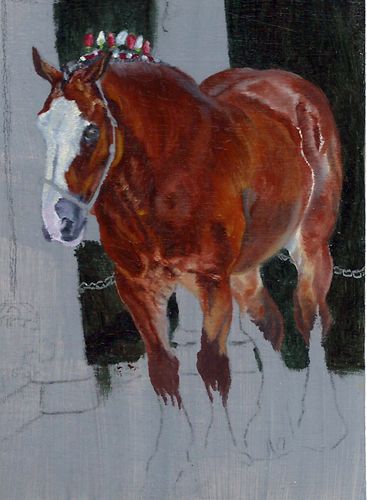 367x500 Oil Painting Work In Progress By Tammi Vaughan - Painting Clydesdale