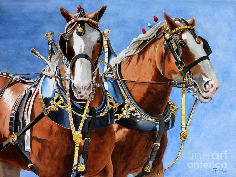 900x676 Clydesdale Duo Painting By Debbie Hart - Painting Clydesdale