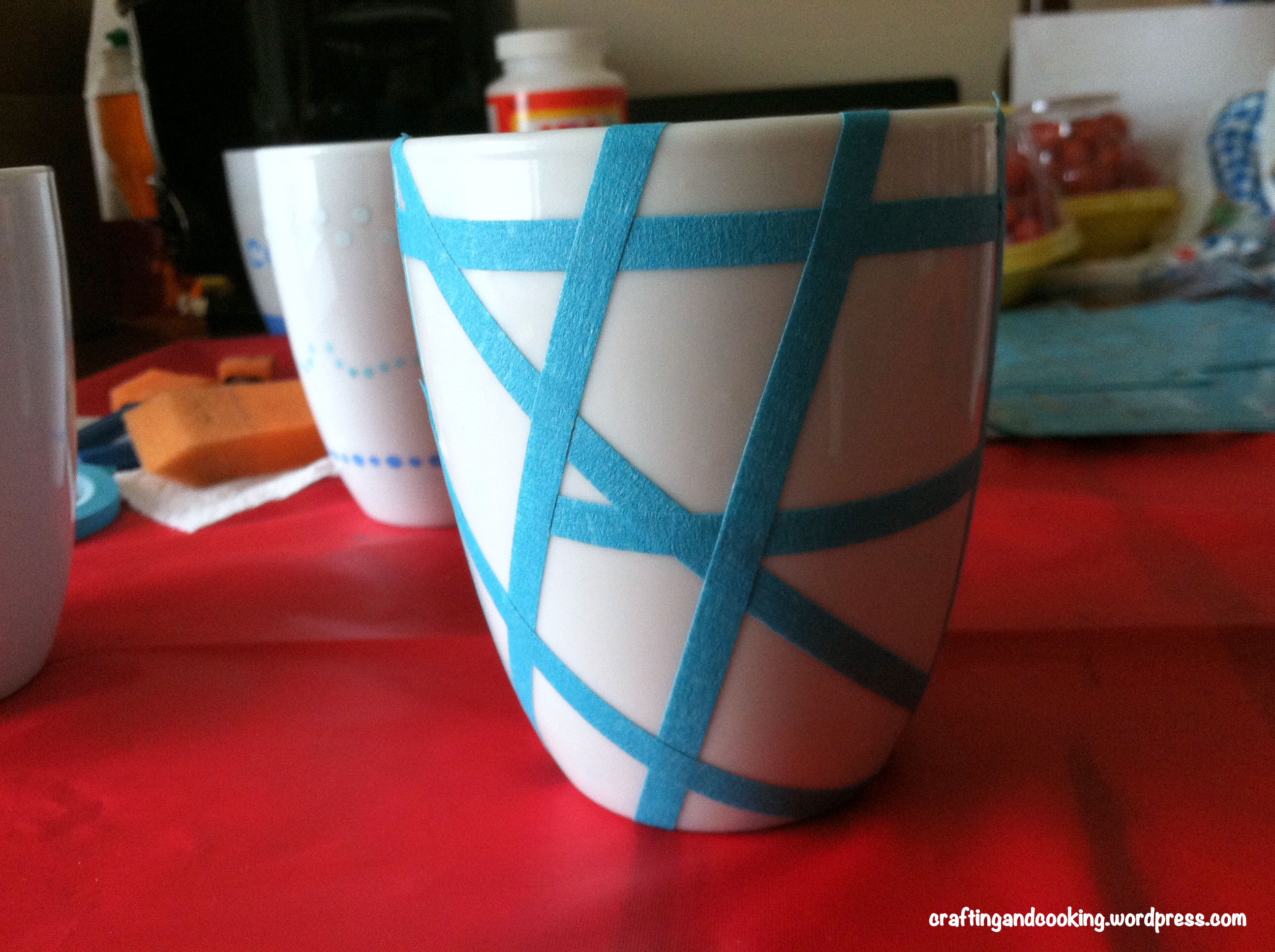2592x1936 Tape Painted Coffee Mugs Crafting And Cooking - Painting Coffee Mugs