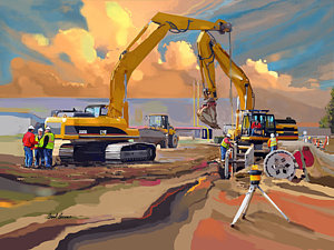 300x225 Heavy Equipment Paintings Fine Art America - Painting Construction Equipment