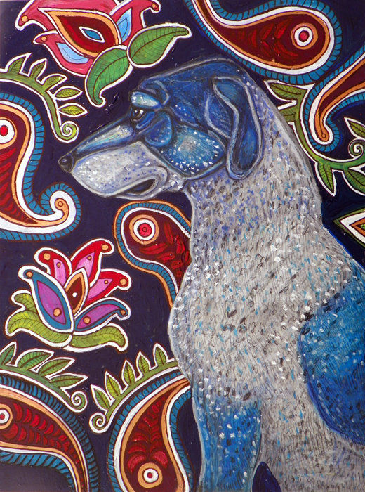 520x700 Painted Dog Contemporary Animal Art By Lynnette Shelley - Painting Copyright Laws