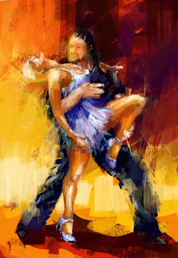 607x878 Buy Dance Step By Community Artists Group@ Rs. 7890. Code - Painting Couple Dancing