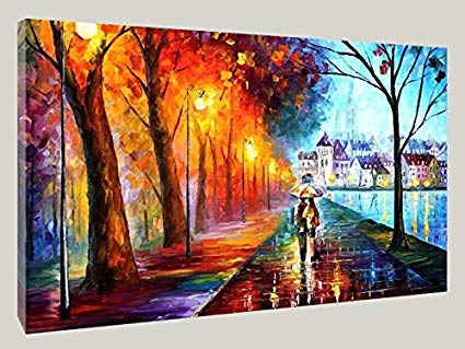 425x319 David Hot Romantic Couple Walking In The Rain Hd Picture Modern - Painting Couple Walking In The Rain