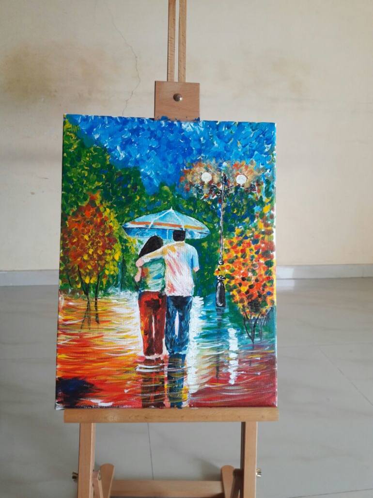 770x1027 Saatchi Art Couple Walking In The Rain Painting By Hrushikesh Dange - Painting Couple Walking In The Rain