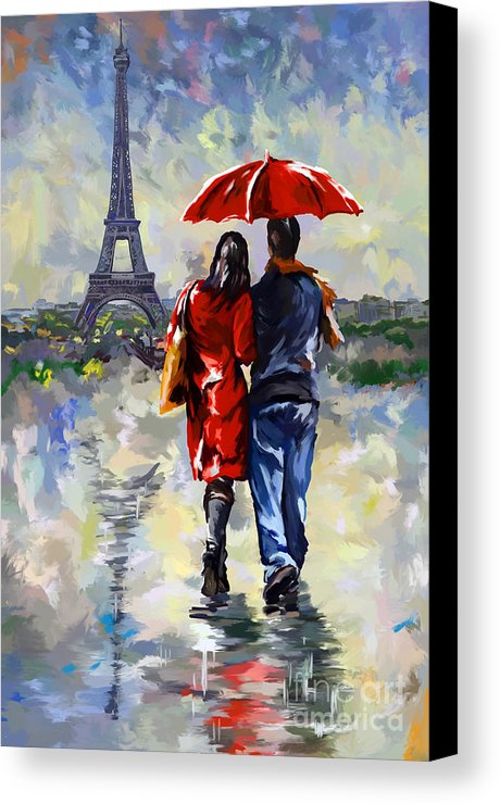 460x740 Couple Walking In The Rain Paris Canvas Print Canvas Art By Tim - Painting Couple Walking In The Rain
