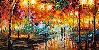 425x213 Modern Original Artwork Prints Painting On Canvas - Painting Couple Walking In The Rain