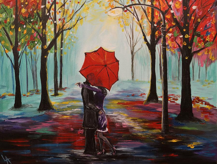 900x679 Couple Walking In The Rain Paintings Fine Art America - Painting Couple Walking In The Rain