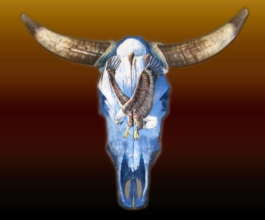 521x432 Painted Cow Skull Painted Skulls Painted Cow - Painting Cow Skulls
