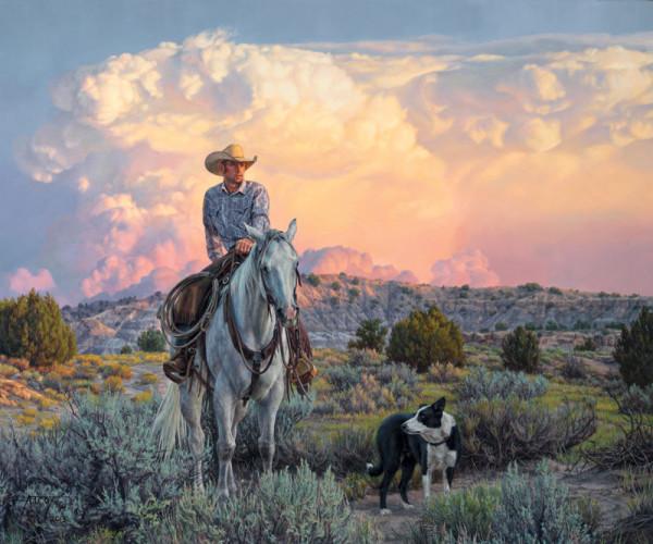 600x500 Original Oil Paintings Tim Cox - Painting Cowboy