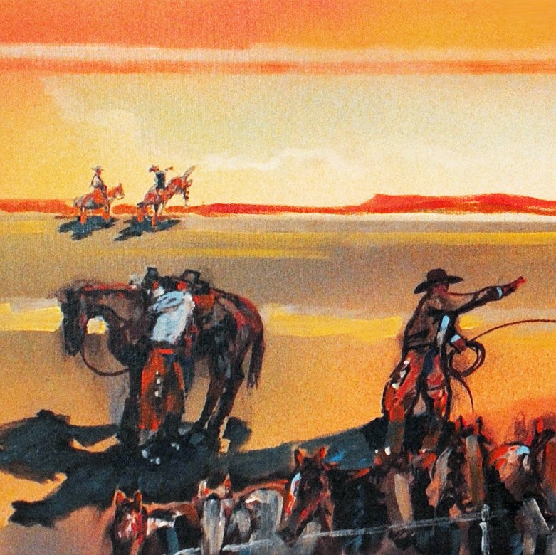 781x780 Original Western Art Painting - Painting Cowboy