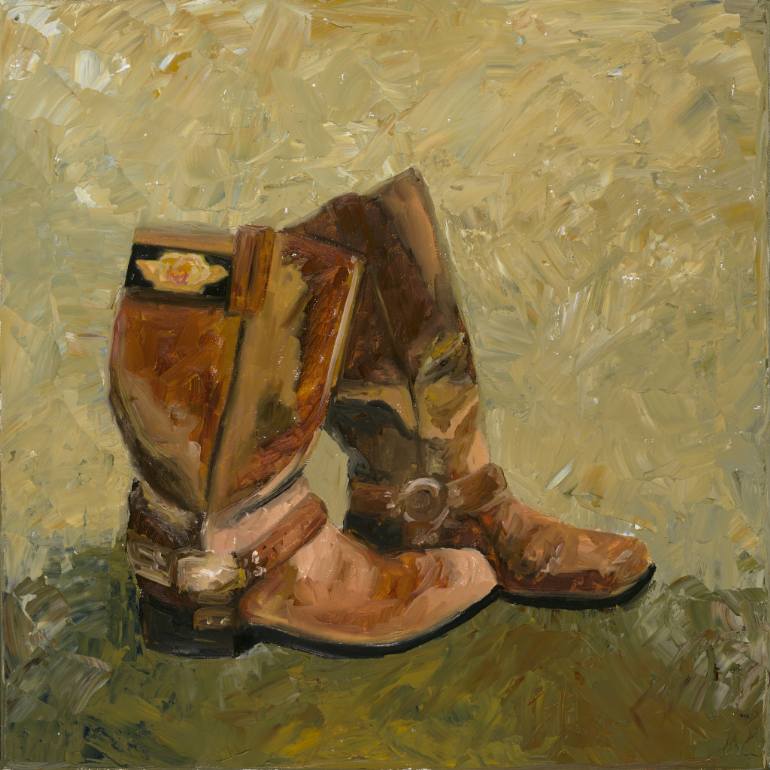 770x770 Saatchi Art Harley Davidson Cowboy Boots Painting By Heidi Stanfield - Painting Cowboy