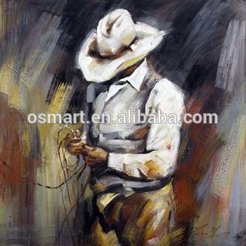 350x350 Unique Gift Hand Painted Abstract Impression Western Cowboy Oil - Painting Cowboy