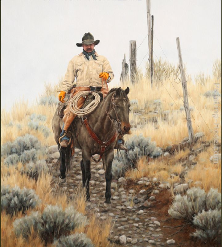 720x800 Unknown Artist Lone Cowboy Painting Anysize 50% Off - Painting Cowboy