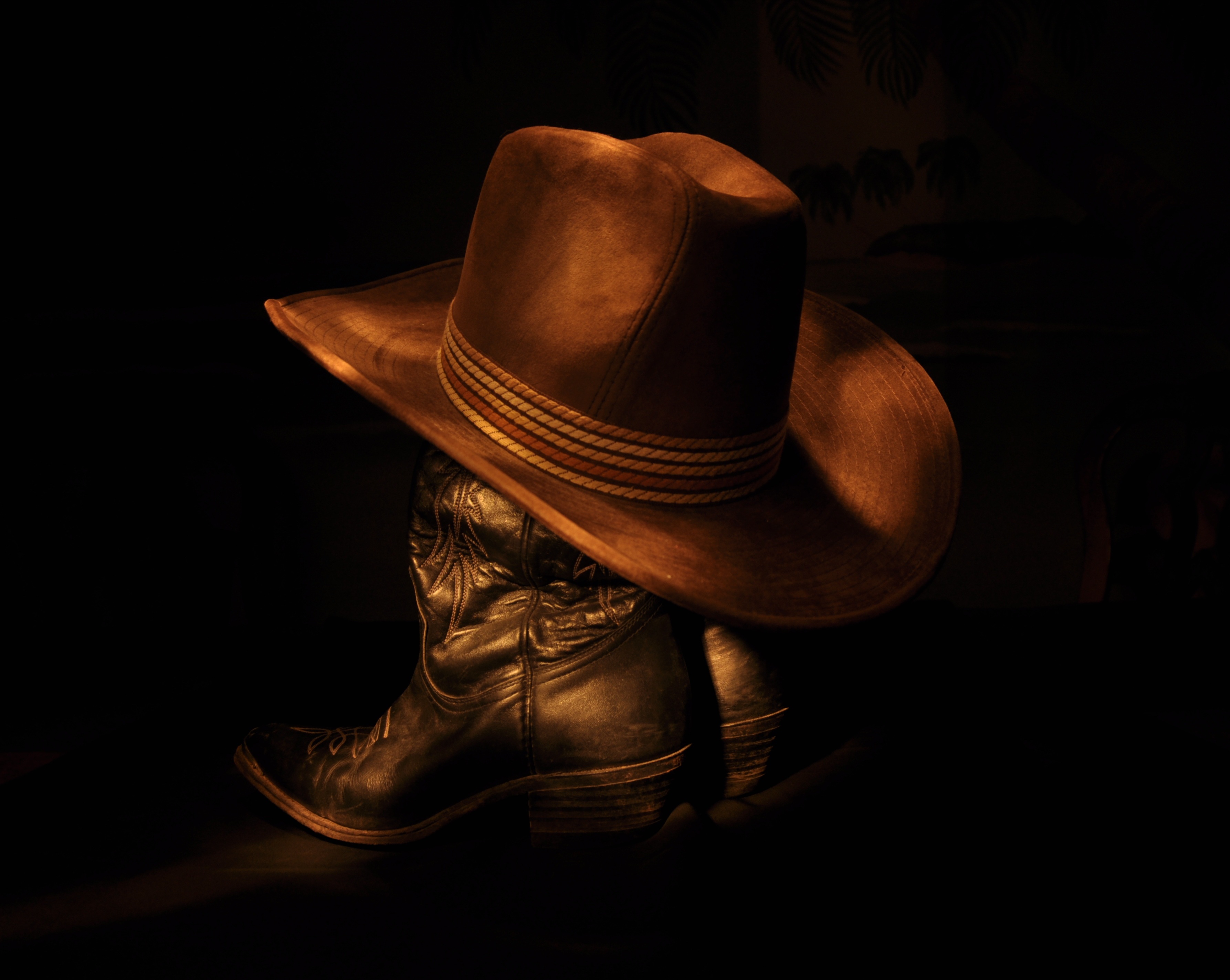 3573x2848 Free Images Brown, Darkness, Clothing, Black, Light Painting - Painting Cowboy Hats