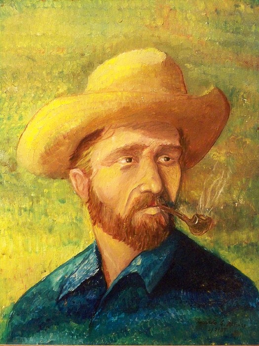 525x700 Man With The Cowboy Hat Painting By Ricardo Santos Alfonso - Painting Cowboy Hats