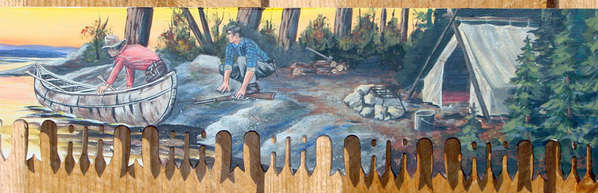 598x193 Hand Painted Two Person Cross Cut Saw. How Find Local Artist - Painting Crosscut Saw