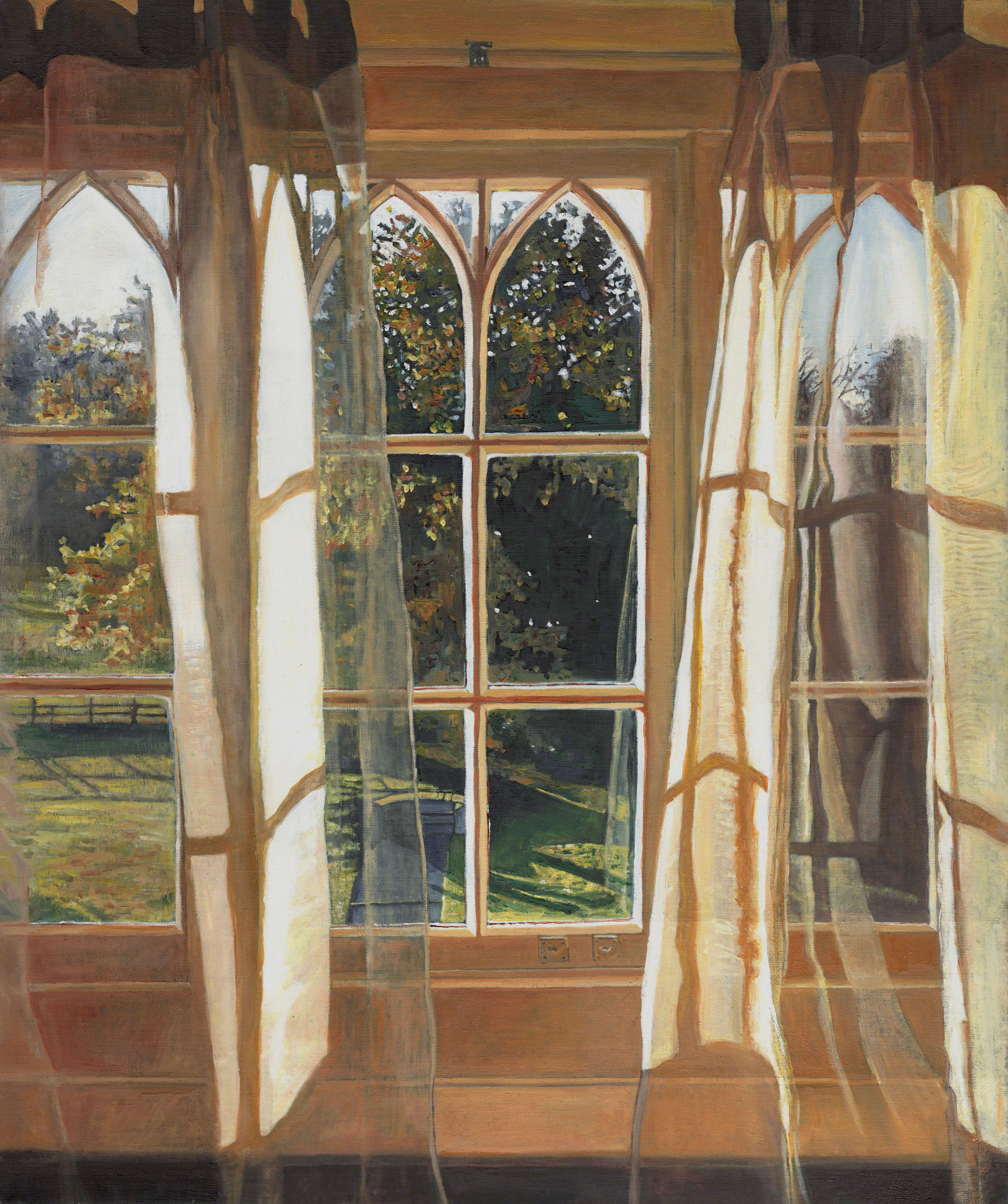 3150x3764 Contemporary Oil Painting Light Through Window Curtains Yellow - Painting Curtains