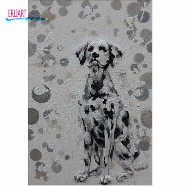 640x640 New Fashion Spot Dog Oil Painting Black And White Wall Pictures - Painting Dalmatian Spots