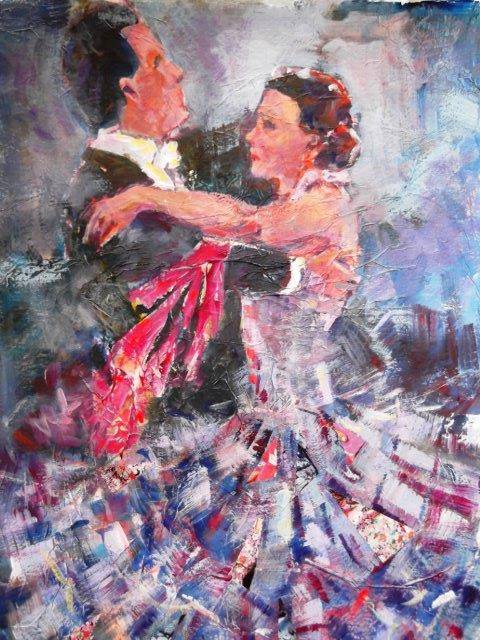 480x640 Beautiful Sera Knight S.w.a Original Dancing Couple Ballet Dance - Painting Dancing Couple