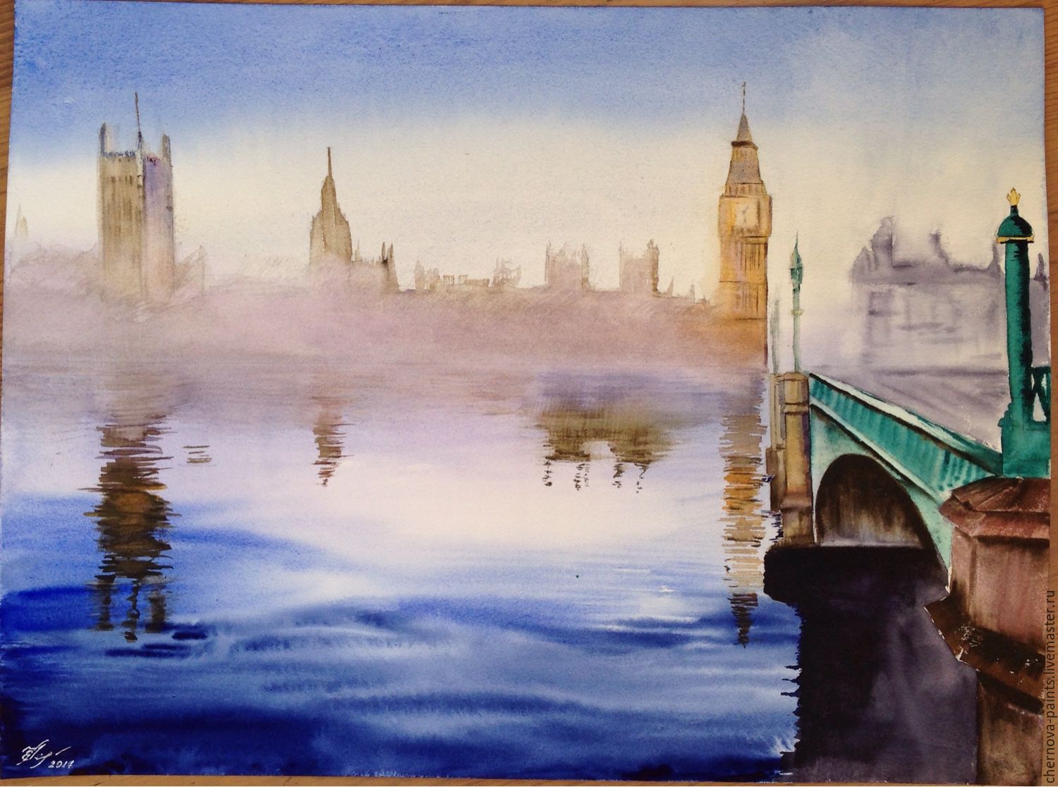 1500x1116 Watercolor Painting Dawn Over Westminster 30x40cm Shopline - Painting Dawn