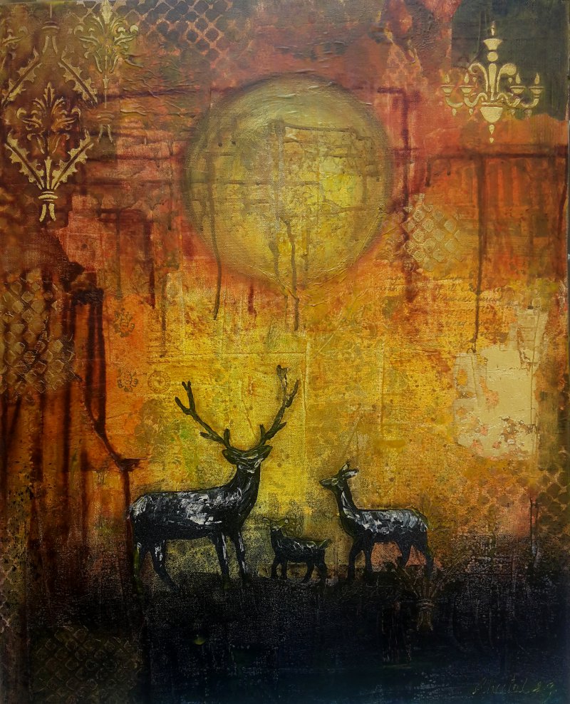 800x988 My Deer By Artist Sheetal Singh Animals Art Acrylic Paintings - Painting Deer