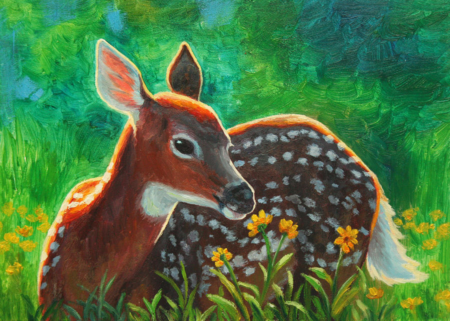900x642 Daisy Deer Painting By Crista Forest - Painting Deer