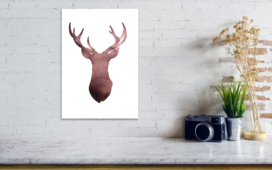 899x562 Deer Antlers Silhouette Minimalist Painting Poster By Joanna Szmerdt - Painting Deer Antlers