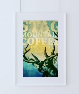 252x300 Deer Print Deer Antlers Stag Print Wall Art Stag Mountain Coffee - Painting Deer Antlers