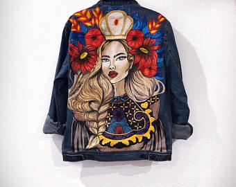 340x270 Hand Painted Denim Etsy - Painting Denim Jacket
