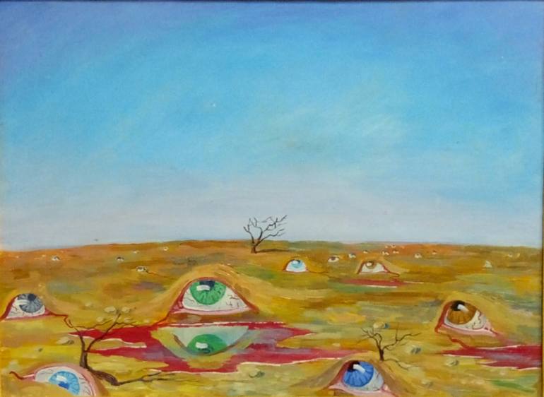 770x562 Saatchi Art Desert Landscape, Eyes, Trees, Landscape, Desert - Painting Desert