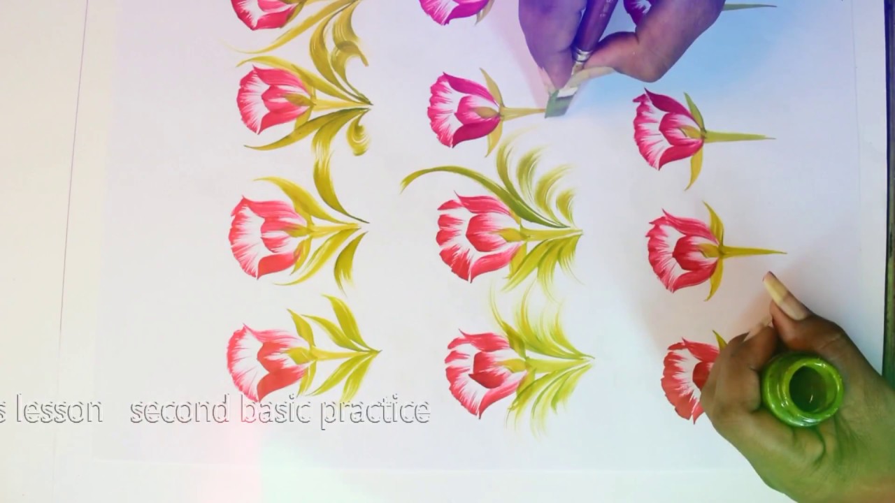 1280x720 Free Hand Painting Basic Saree Flower Design Composition More - Painting Designs